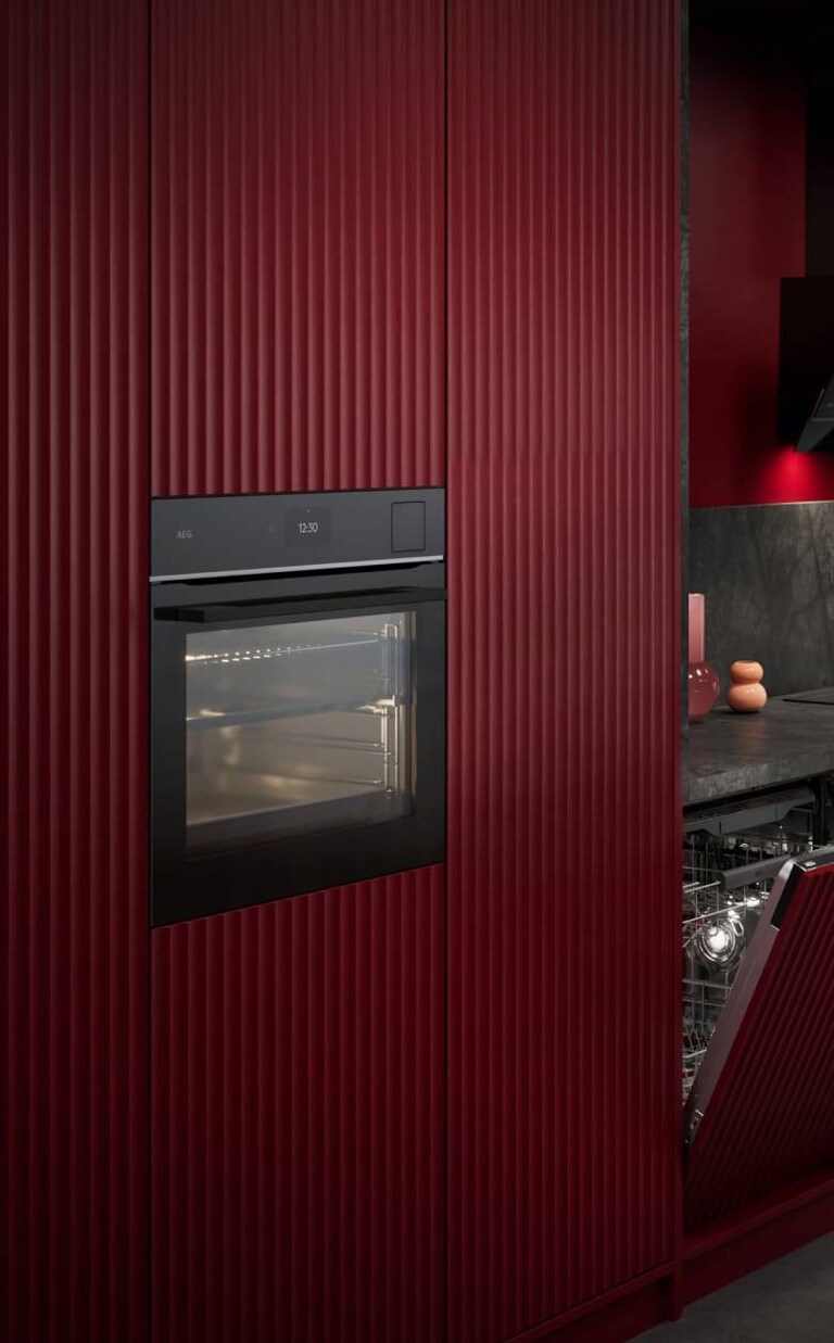 An oven placed in a kitchen.