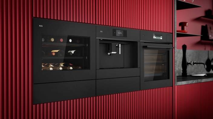 Ovens vertically placed on a wall in Kitchen